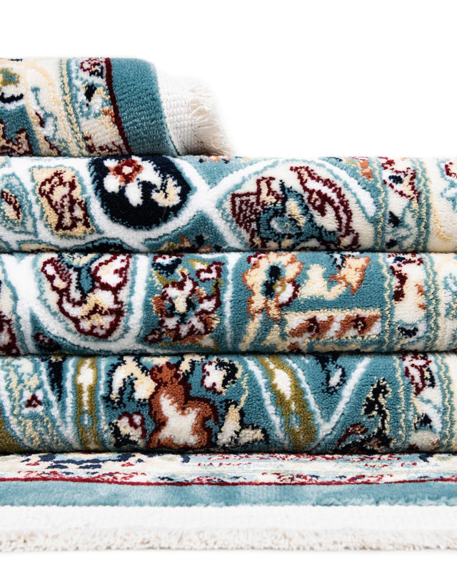 Blue 2' 7 x 11' Narenj Runner Area Rug 85% Polypropylene & 15% Polyester Traditional Classic Carpet for Living, Dining, Bedrooms, Office for Sale at Rug Engine