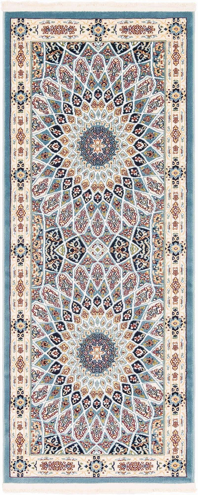 Blue 2' 7 x 6' 1 Narenj Runner Area Rug 85% Polypropylene & 15% Polyester Traditional Classic Carpet for Living, Dining, Bedrooms, Office for Sale at Rug Engine