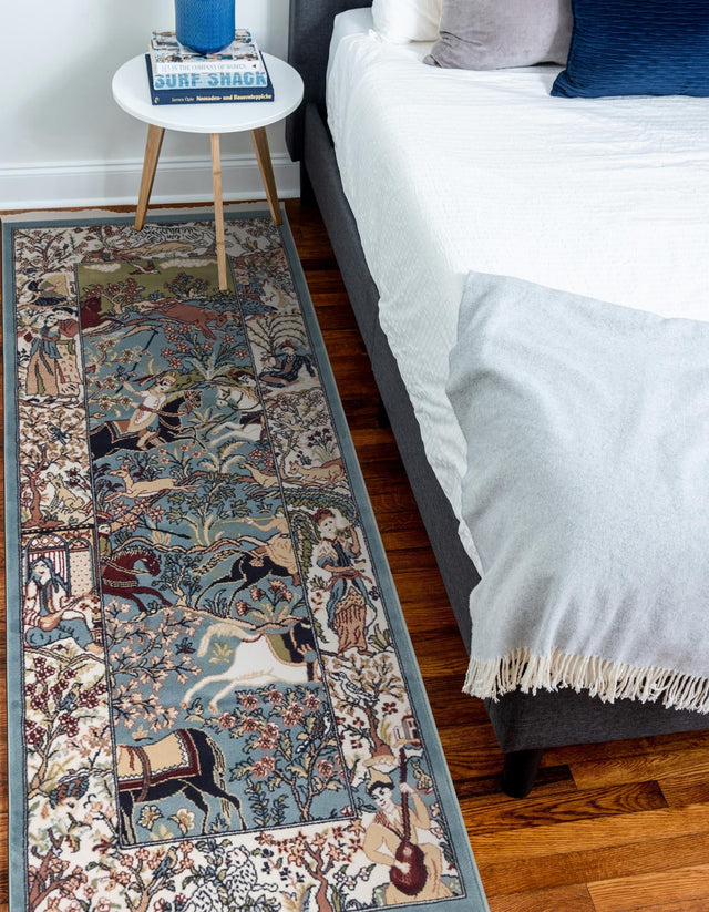 Blue 2' 11 x 13' 1 Narenj Runner Area Rug 85% Polypropylene & 15% Polyester Traditional Classic Carpet for Living, Dining, Bedrooms, Office for Sale at Rug Engine
