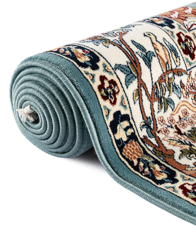 Blue 2' 7 x 7' 1 Narenj Runner Area Rug 85% Polypropylene & 15% Polyester Traditional Classic Carpet for Living, Dining, Bedrooms, Office for Sale at Rug Engine