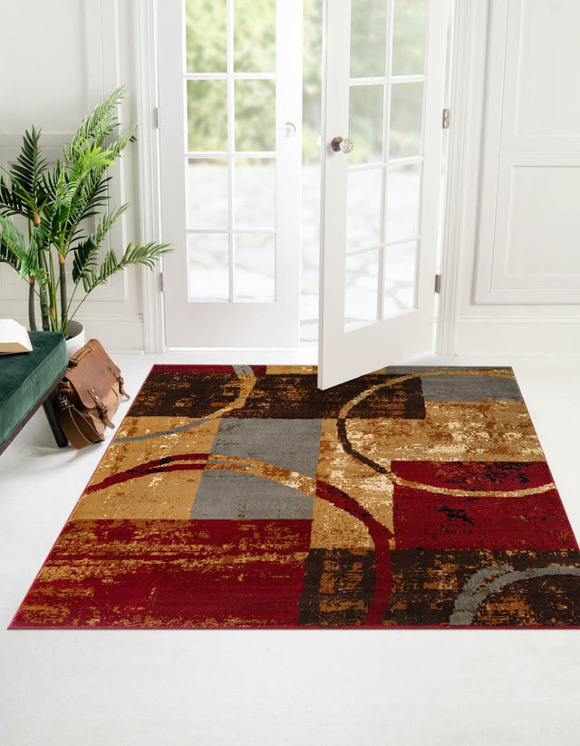 Multicolor 7' 1 x 7' 1 Barista Square Area Rug 100% Polypropylene Abstract Modern Geometric Carpet for Living Room Dining Office Dorm Room Decor for Sale at Rug Engine