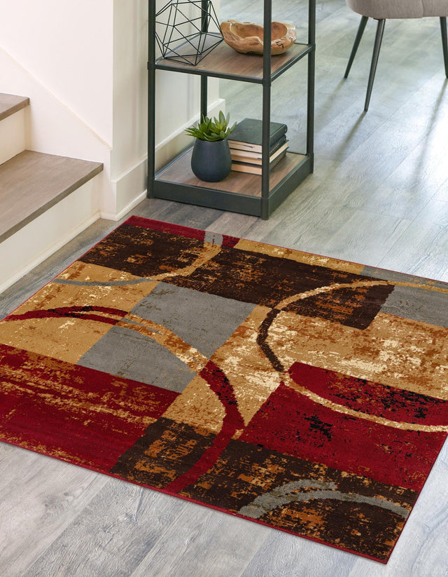 Multicolor 5' 3 x 5' 3 Barista Square Area Rug 100% Polypropylene Abstract Modern Geometric Carpet for Living Room Dining Office Dorm Room Decor for Sale at Rug Engine