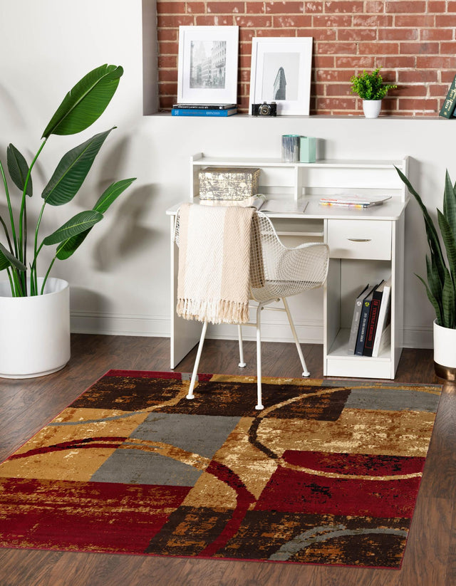Multicolor 5' 3 x 5' 3 Barista Square Area Rug 100% Polypropylene Abstract Modern Geometric Carpet for Living Room Dining Office Dorm Room Decor for Sale at Rug Engine