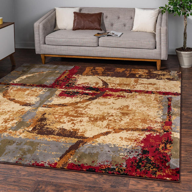 Multicolor 4' 1 x 4' 1 Barista Square Area Rug 100% Polypropylene Abstract Modern Geometric Carpet for Living Room Dining Office Dorm Room Decor for Sale at Rug Engine