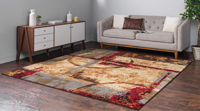 Multicolor 10' x 10' Barista Square Area Rug 100% Polypropylene Abstract Modern Geometric Carpet for Living Room Dining Office Dorm Room Decor for Sale at Rug Engine