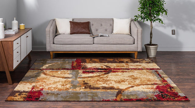 Multicolor 10' x 10' Barista Square Area Rug 100% Polypropylene Abstract Modern Geometric Carpet for Living Room Dining Office Dorm Room Decor for Sale at Rug Engine