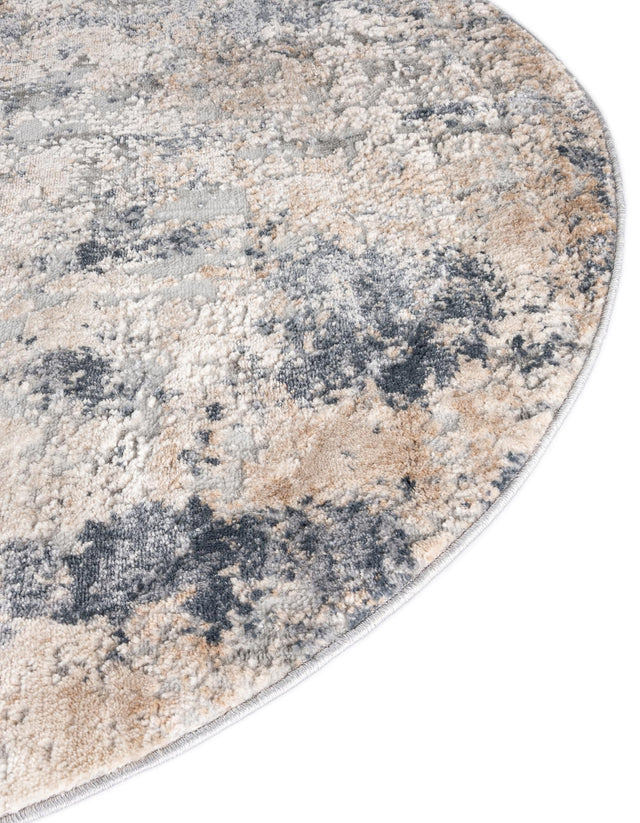 Cream 4' 1 x 4' 1 Caspian Round Area Rug 60% Polypropylene & 40% Polyester With Cotton Backing Modern Chic Carpet for Home Interior Design Decorating for Sale at Rug Engine