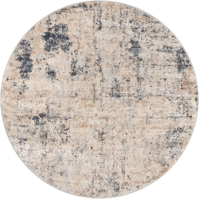 Cream 4' 1 x 4' 1 Caspian Round Area Rug 60% Polypropylene & 40% Polyester With Cotton Backing Modern Chic Carpet for Home Interior Design Decorating for Sale at Rug Engine