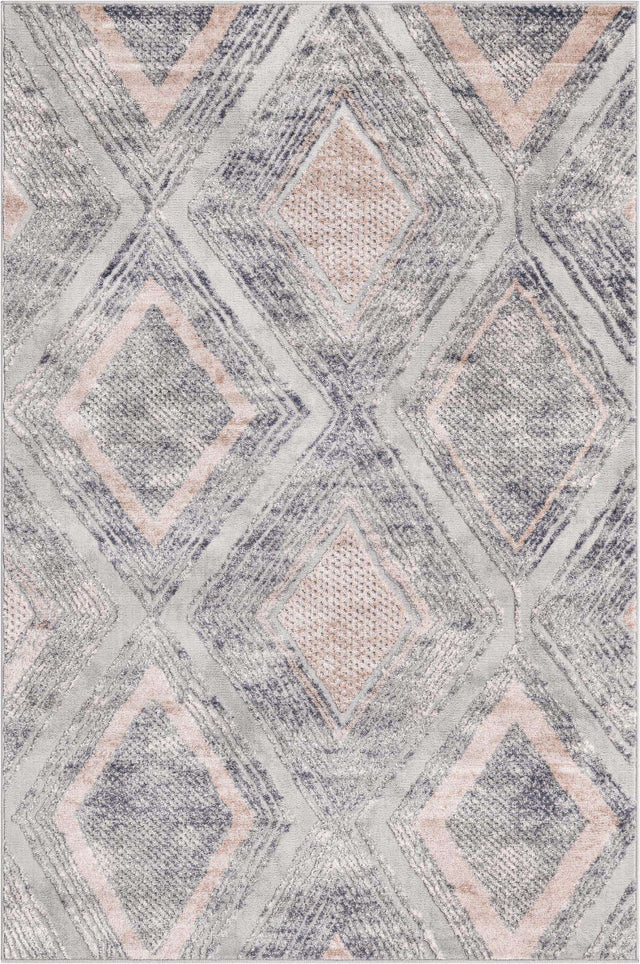 Gray Cream 4' 1 x 6' 1 Caspian Rectangle Area Rug 60% Polypropylene & 40% Polyester With Cotton Backing Modern Chic Carpet for Home Interior Design Decorating for Sale at Rug Engine