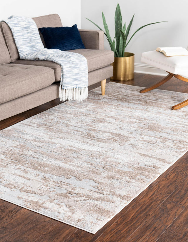 Beige 8' x 10' Caspian Rectangle Area Rug 60% Polypropylene & 40% Polyester With Cotton Backing Modern Chic Carpet for Home Interior Design Decorating for Sale at Rug Engine