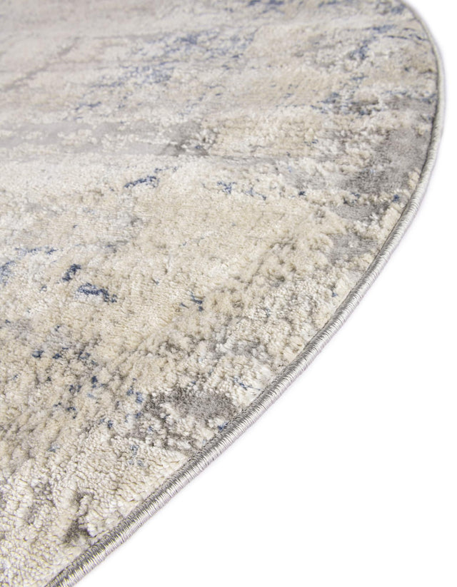 Gray Blue 5' 3 x 5' 3 Caspian Round Area Rug 60% Polypropylene & 40% Polyester With Cotton Backing Modern Chic Carpet for Home Interior Design Decorating for Sale at Rug Engine