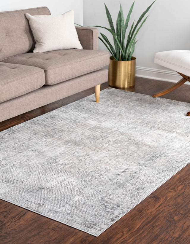 Gray 4' 1 x 6' 1 Caspian Rectangle Area Rug 60% Polypropylene & 40% Polyester With Cotton Backing Modern Chic Carpet for Home Interior Design Decorating for Sale at Rug Engine