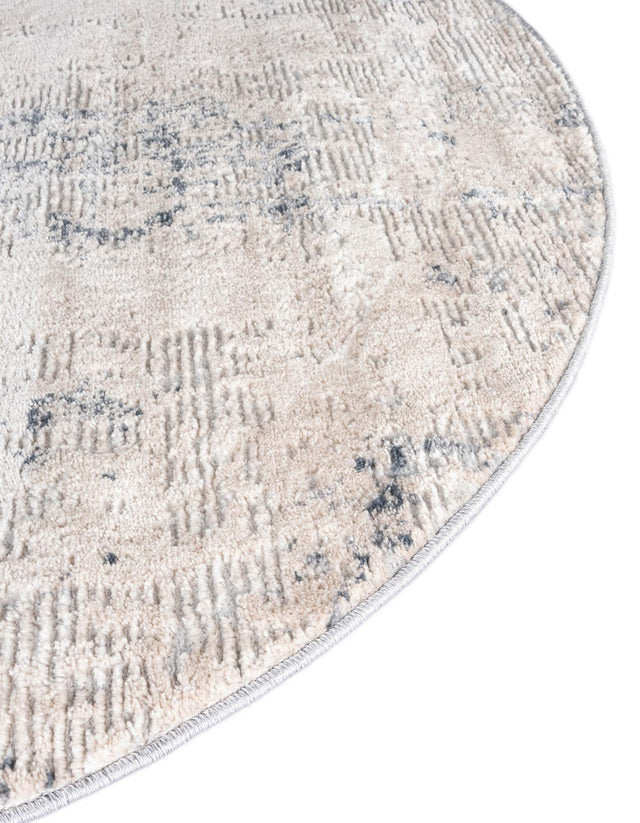 Bone 4' 1 x 4' 1 Caspian Round Area Rug 60% Polypropylene & 40% Polyester With Cotton Backing Modern Chic Carpet for Home Interior Design Decorating for Sale at Rug Engine
