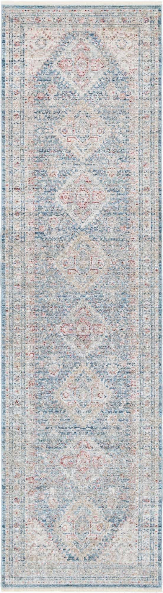 Blue 2' 7 x 10' Noble Runner Area Rug 100% Polyester Traditional Distressed Classic Contemporary Carpet for Home Decor for Sale at Rug Engine