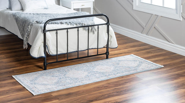 Blue 2' x 8' Noble Runner Area Rug 100% Polyester Traditional Distressed Classic Contemporary Carpet for Home Decor for Sale at Rug Engine