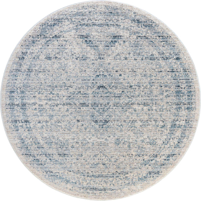Gray 3' 10 x 3' 10 Noble Round Area Rug 100% Polyester Traditional Distressed Classic Contemporary Carpet for Home Decor for Sale at Rug Engine