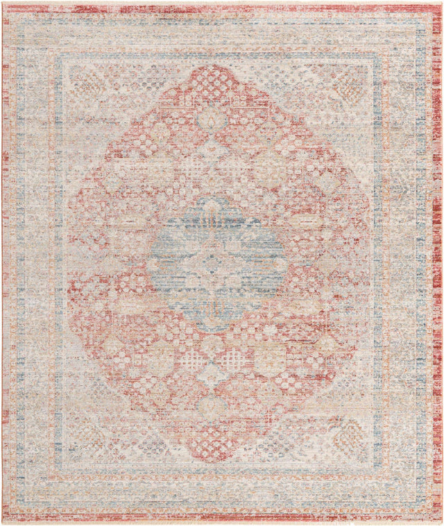 Red 8' x 10' Noble Rectangle Area Rug 100% Polyester Traditional Distressed Classic Contemporary Carpet for Home Decor for Sale at Rug Engine
