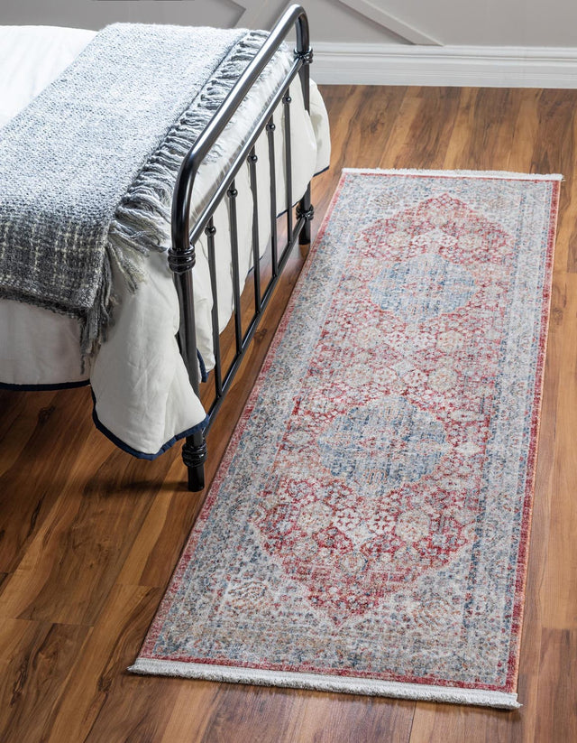 Red 2' 2 x 5' 11 Noble Runner Area Rug 100% Polyester Traditional Distressed Classic Contemporary Carpet for Home Decor for Sale at Rug Engine