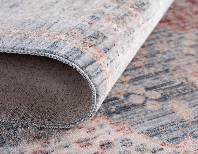 Blue 5' 1 x 5' 1 Noble Round Area Rug 100% Polyester Traditional Distressed Classic Contemporary Carpet for Home Decor for Sale at Rug Engine