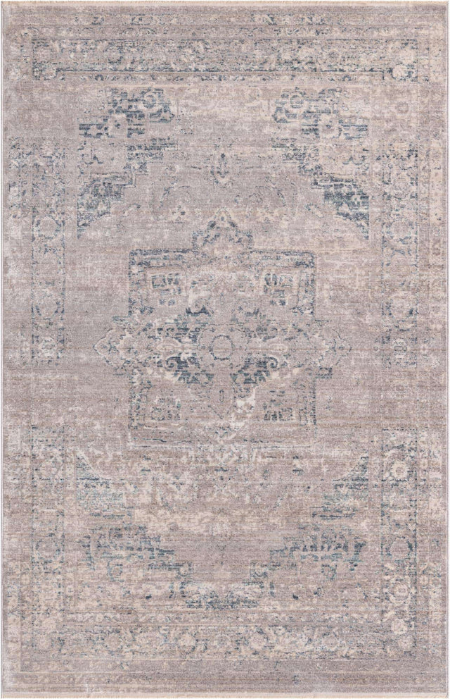 Gray 5' 1 x 7' 10 Noble Rectangle Area Rug 100% Polyester Traditional Distressed Classic Contemporary Carpet for Home Decor for Sale at Rug Engine