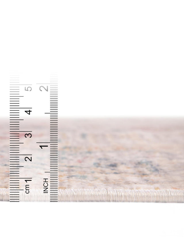 Ivory 3' 10 x 3' 10 Noble Round Area Rug 100% Polyester Traditional Distressed Classic Contemporary Carpet for Home Decor for Sale at Rug Engine