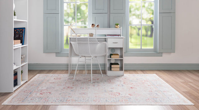 Ivory 4' 1 x 5' 7 Noble Rectangle Area Rug 100% Polyester Traditional Distressed Classic Contemporary Carpet for Home Decor for Sale at Rug Engine