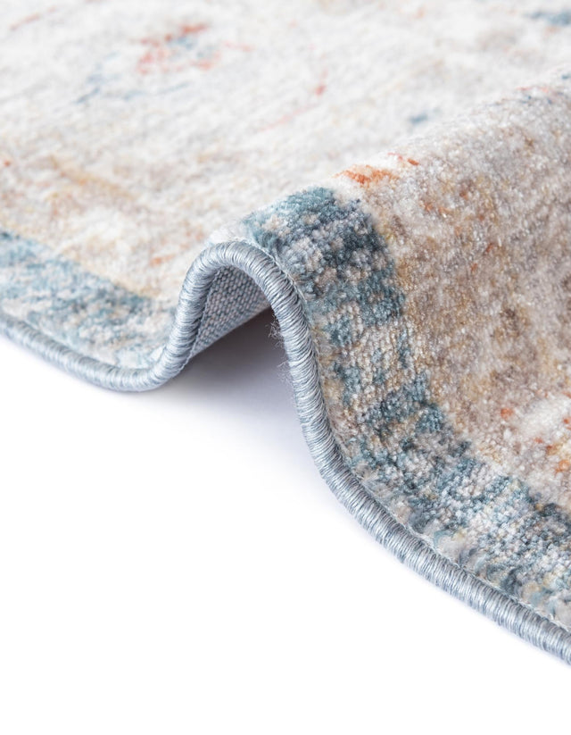 Blue 5' 1 x 5' 1 Noble Round Area Rug 100% Polyester Traditional Distressed Classic Contemporary Carpet for Home Decor for Sale at Rug Engine