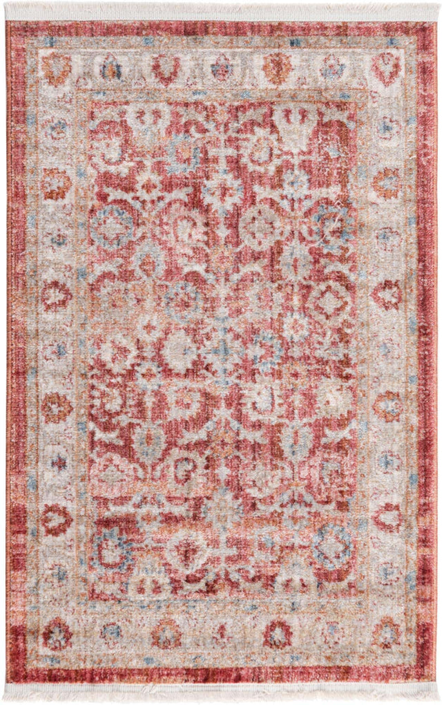 Red 2' 2 x 3' 1 Noble Rectangle Area Rug 100% Polyester Traditional Distressed Classic Contemporary Carpet for Home Decor for Sale at Rug Engine