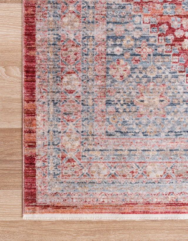 Red 2' 2 x 5' 11 Noble Runner Area Rug 100% Polyester Traditional Distressed Classic Contemporary Carpet for Home Decor for Sale at Rug Engine