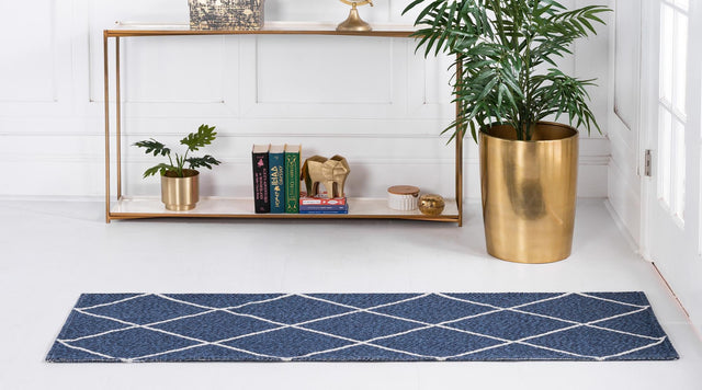 Navy Blue 2' x 7' 10 Decatur Runner Area Rug 100% Cotton All Natural Sustainable Eco-Friendly Carpet for Dining Living Office Dorm Rooms for Sale at Rug Engine