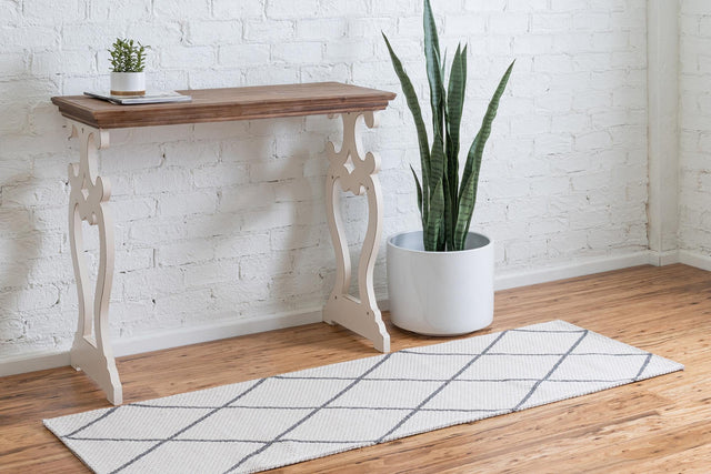 Ivory 2' x 7' 10 Decatur Runner Area Rug 100% Cotton All Natural Sustainable Eco-Friendly Carpet for Dining Living Office Dorm Rooms for Sale at Rug Engine