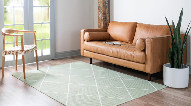 Green 5' x 7' 2 Decatur Rectangle Area Rug 100% Cotton All Natural Sustainable Eco-Friendly Carpet for Dining Living Office Dorm Rooms for Sale at Rug Engine