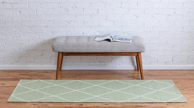 Green 2' x 6' Decatur Runner Area Rug 100% Cotton All Natural Sustainable Eco-Friendly Carpet for Dining Living Office Dorm Rooms for Sale at Rug Engine