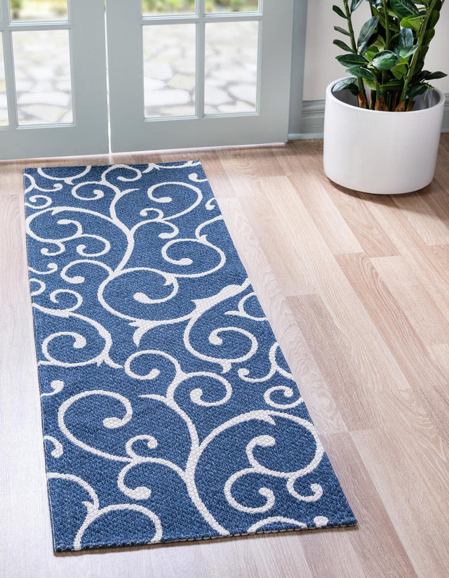 Navy Blue 2' x 6' Decatur Runner Area Rug 100% Cotton All Natural Sustainable Eco-Friendly Carpet for Dining Living Office Dorm Rooms for Sale at Rug Engine