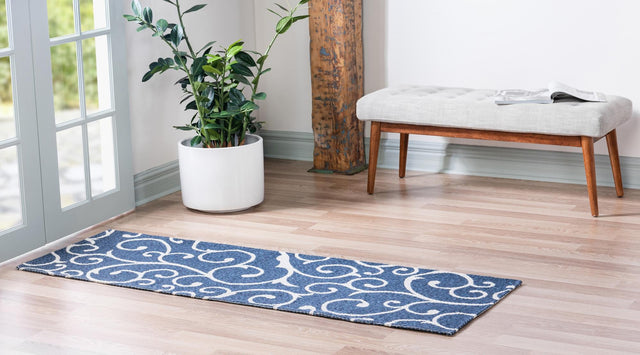 Navy Blue 2' x 6' Decatur Runner Area Rug 100% Cotton All Natural Sustainable Eco-Friendly Carpet for Dining Living Office Dorm Rooms for Sale at Rug Engine