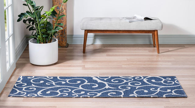Navy Blue 2' x 6' Decatur Runner Area Rug 100% Cotton All Natural Sustainable Eco-Friendly Carpet for Dining Living Office Dorm Rooms for Sale at Rug Engine