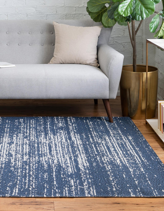 Navy Blue 4' 2 x 6' 1 Decatur Rectangle Area Rug 100% Cotton All Natural Sustainable Eco-Friendly Carpet for Dining Living Office Dorm Rooms for Sale at Rug Engine