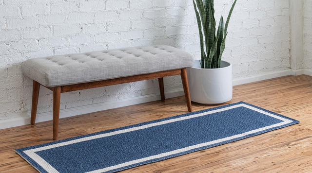 Navy Blue 2' x 7' 10 Decatur Runner Area Rug 100% Cotton All Natural Sustainable Eco-Friendly Carpet for Dining Living Office Dorm Rooms for Sale at Rug Engine