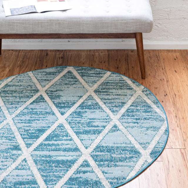 Light Blue 4' 1 x 4' 1 Starlight Round Area Rug 100% Polypropylene Visually Appealing Unique Carpet for Living Rooms, Bedroom, Dining, Office for Sale at Rug Engine