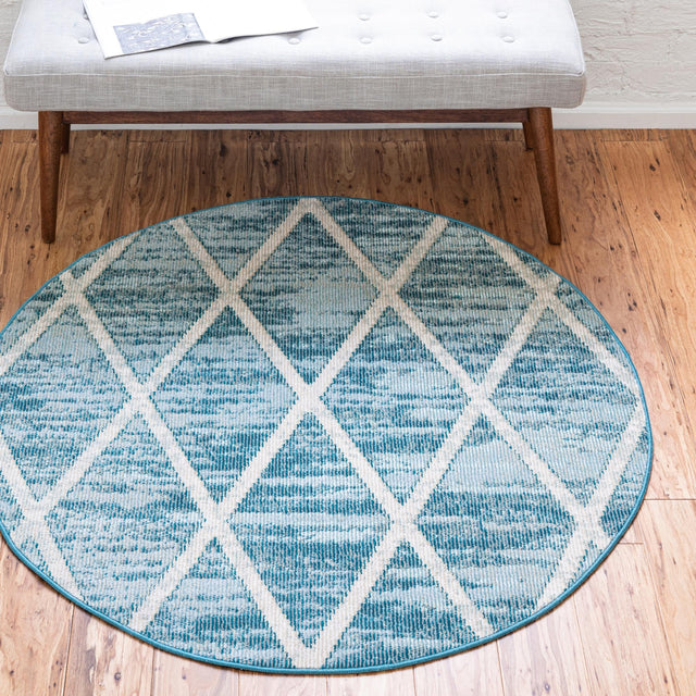 Light Blue 4' 1 x 4' 1 Starlight Round Area Rug 100% Polypropylene Visually Appealing Unique Carpet for Living Rooms, Bedroom, Dining, Office for Sale at Rug Engine