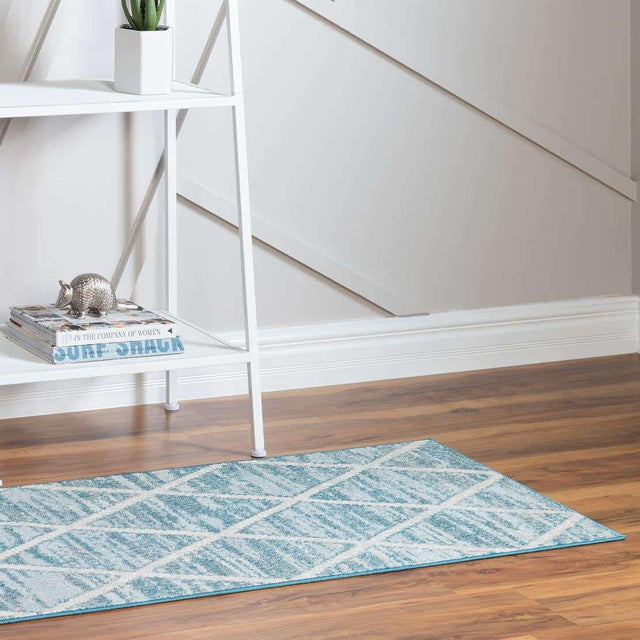 Light Blue 2' 2 x 6' 1 Starlight Runner Area Rug 100% Polypropylene Visually Appealing Unique Carpet for Living Rooms, Bedroom, Dining, Office for Sale at Rug Engine