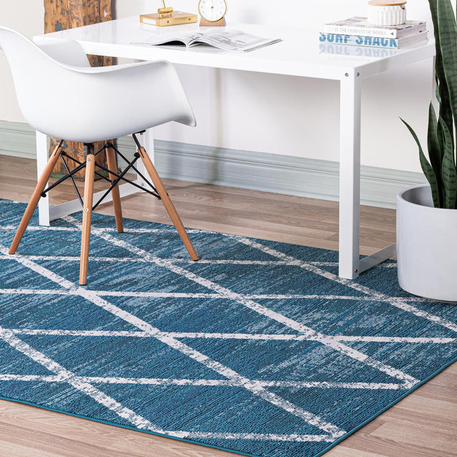 Navy Blue 4' 1 x 6' 1 Starlight Rectangle Area Rug 100% Polypropylene Visually Appealing Unique Carpet for Living Rooms, Bedroom, Dining, Office for Sale at Rug Engine