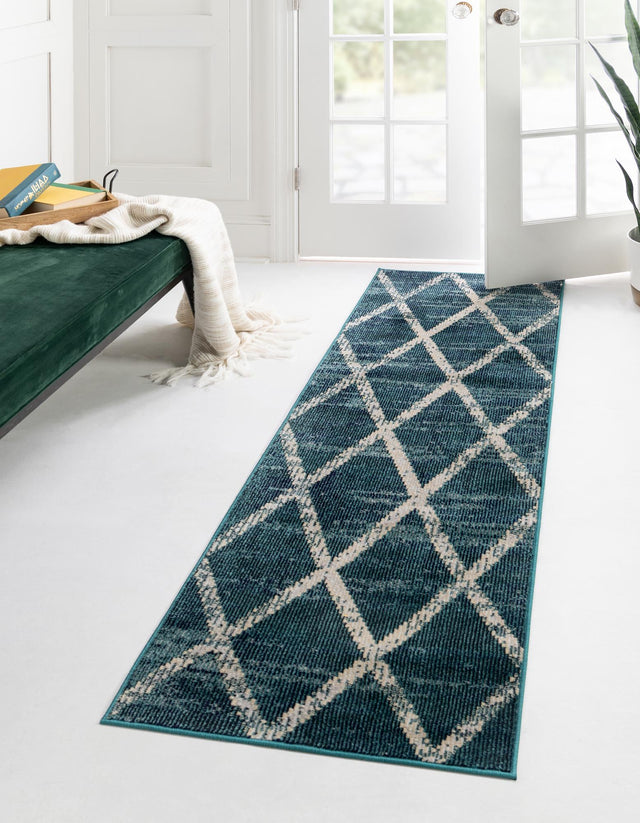 Navy Blue 2' 2 x 6' 1 Starlight Runner Area Rug 100% Polypropylene Visually Appealing Unique Carpet for Living Rooms, Bedroom, Dining, Office for Sale at Rug Engine