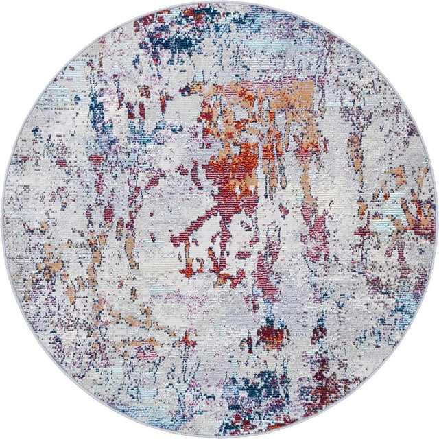 Gray 4' 1 x 4' 1 Starlight Round Area Rug 100% Polypropylene Visually Appealing Unique Carpet for Living Rooms, Bedroom, Dining, Office for Sale at Rug Engine