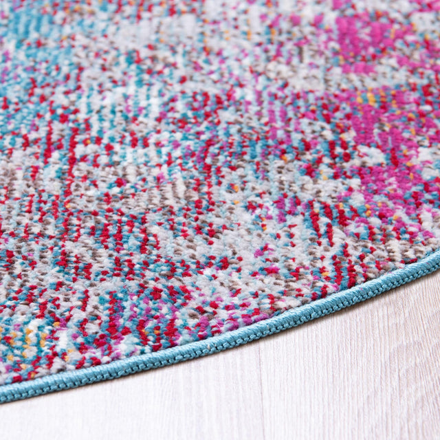 Multicolor 7' x 7' Starlight Round Area Rug 100% Polypropylene Visually Appealing Unique Carpet for Living Rooms, Bedroom, Dining, Office for Sale at Rug Engine