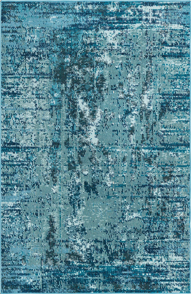 Blue 4' 1 x 6' 1 Starlight Rectangle Area Rug 100% Polypropylene Visually Appealing Unique Carpet for Living Rooms, Bedroom, Dining, Office for Sale at Rug Engine