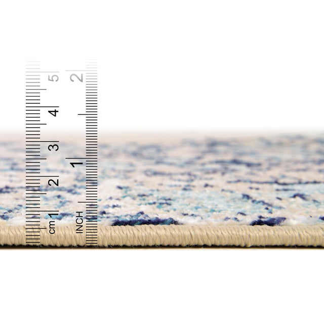 Blue 7' x 7' Charm Round Area Rug 100% Polypropylene With Jute Backing Traditional Vintage Distressed Look Carpet for Living Rooms Dining Office Space for Sale at Rug Engine