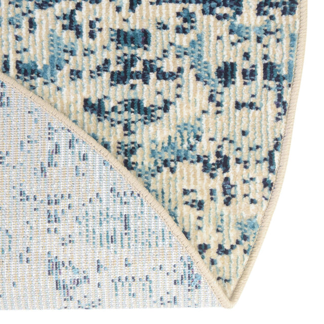 Blue 4' 1 x 4' 1 Charm Round Area Rug 100% Polypropylene With Jute Backing Traditional Vintage Distressed Look Carpet for Living Rooms Dining Office Space for Sale at Rug Engine