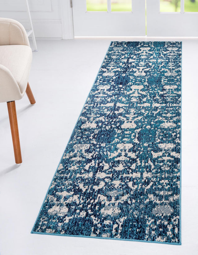 Navy Blue 2' 2 x 6' 1 Charm Runner Area Rug 100% Polypropylene With Jute Backing Traditional Vintage Distressed Look Carpet for Living Rooms Dining Office Space for Sale at Rug Engine