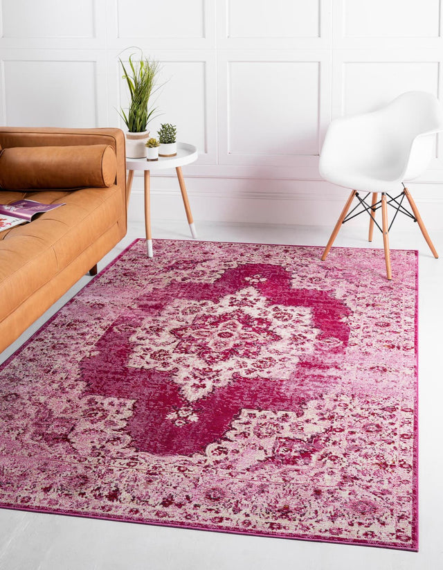 Pink 9' x 12' 2 Charm Rectangle Area Rug 100% Polypropylene With Jute Backing Traditional Vintage Distressed Look Carpet for Living Rooms Dining Office Space for Sale at Rug Engine